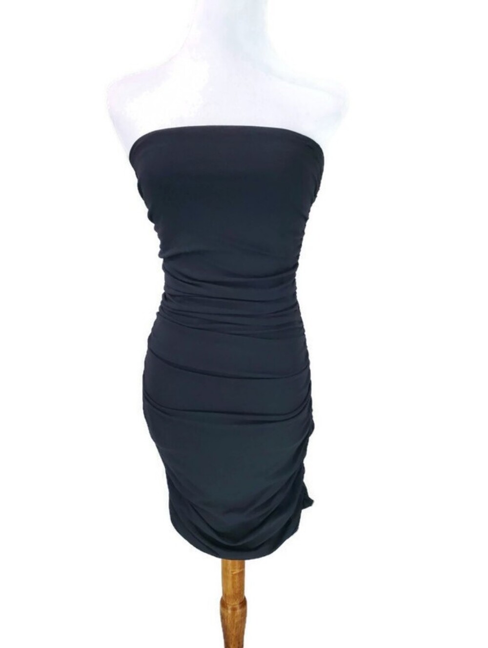 Express Trashy Y2K Strapless Tube Top NWT Ruched Sexy Black Mini Dress XS